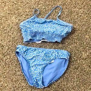 Blue poco doted girls swimsuit
